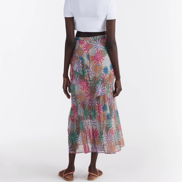 SALONI Marissa Printed Silk Tiered Midi Skirt Marissa Skirt In Whirlpool - Picture 3 of 9